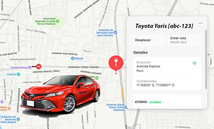 gps huacho carro rojo