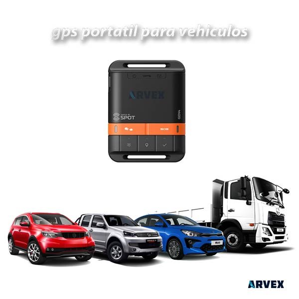 gps portatil venta 5 gps recargable y portatil sobre unos vehiculos en fondo blanco